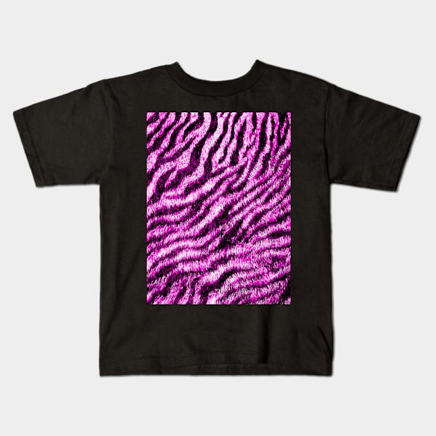 Bengal Tiger Fur Wildlife Print Pattern PINK Kids T-Shirt by Grandeduc